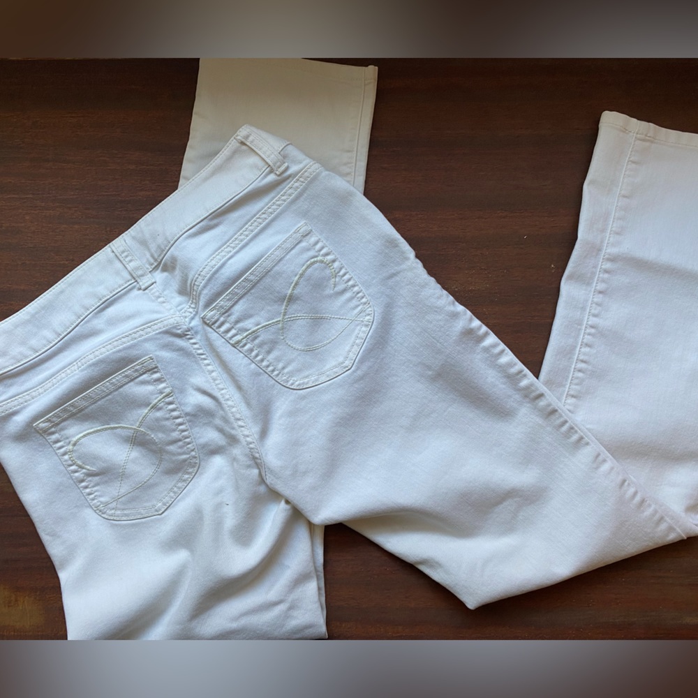White straight leg jeans